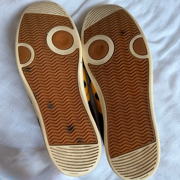 Tory Burch Womens Hank Court Sneaker Navy Suede Yellow Terry Lining Size 9 - Picture 8 of 8